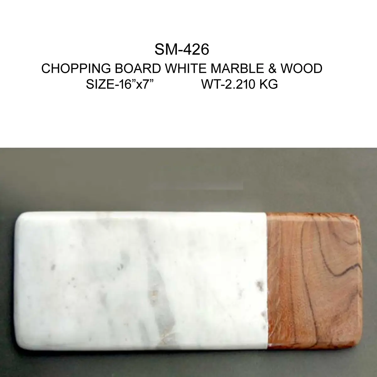 CHOPPING BOARD WOOD+WHITE MARBLE